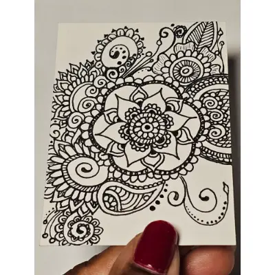 Henna Flower aceo art card thumbnail 1