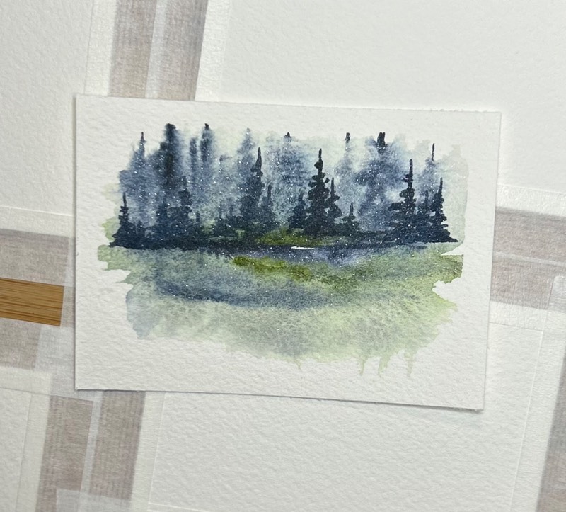 Lakeside Misty Morning aceo art card