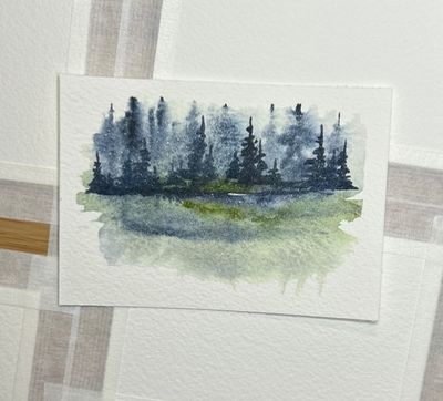 Lakeside Misty Morning aceo art card thumbnail 1