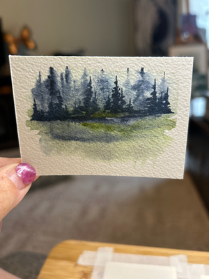 Lakeside Misty Morning aceo art card thumbnail 2