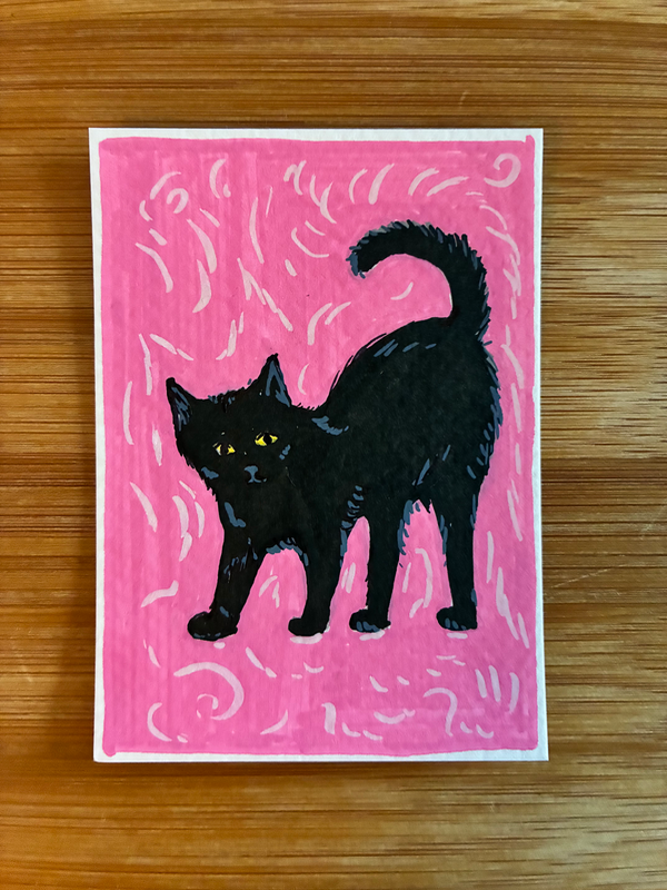Black cat aceo art card