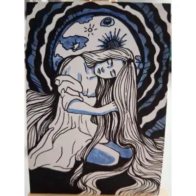 Moon Maiden aceo art card thumbnail 4