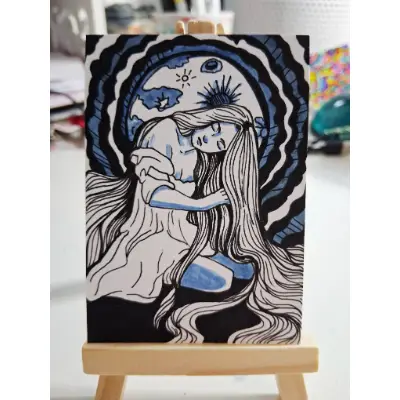 Moon Maiden aceo art card thumbnail 2