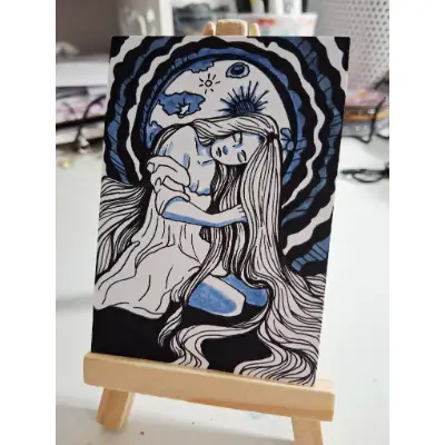 Moon Maiden aceo art card thumbnail 3