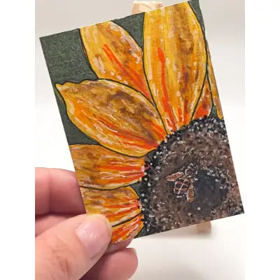 Sunflower Visitor aceo art card thumbnail 2