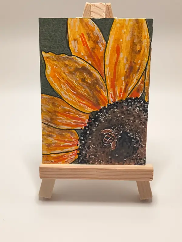 Sunflower Visitor aceo art card