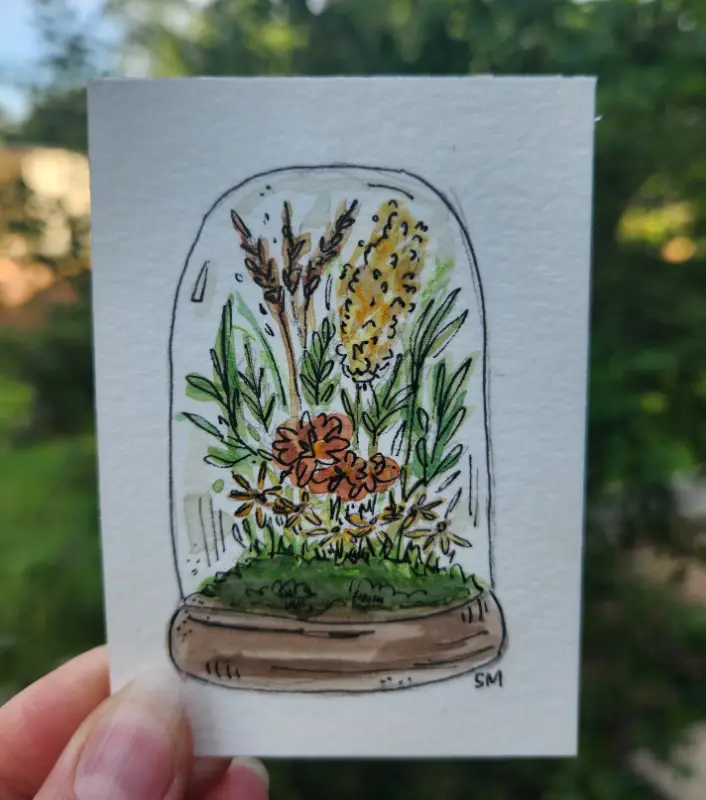 Autumn floral Cloche aceo art card