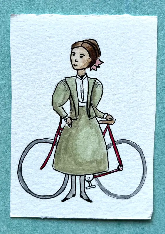 Edwardian bike lady 2 aceo art card