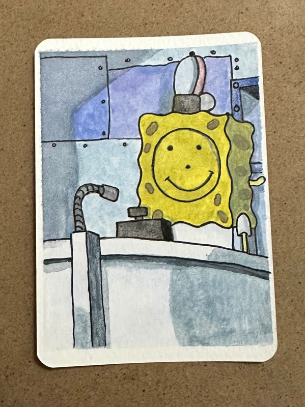 Sad SpongeBob aceo art card