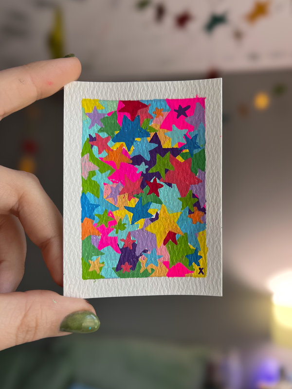 Oops, I Spilled My Star Confetti aceo art card