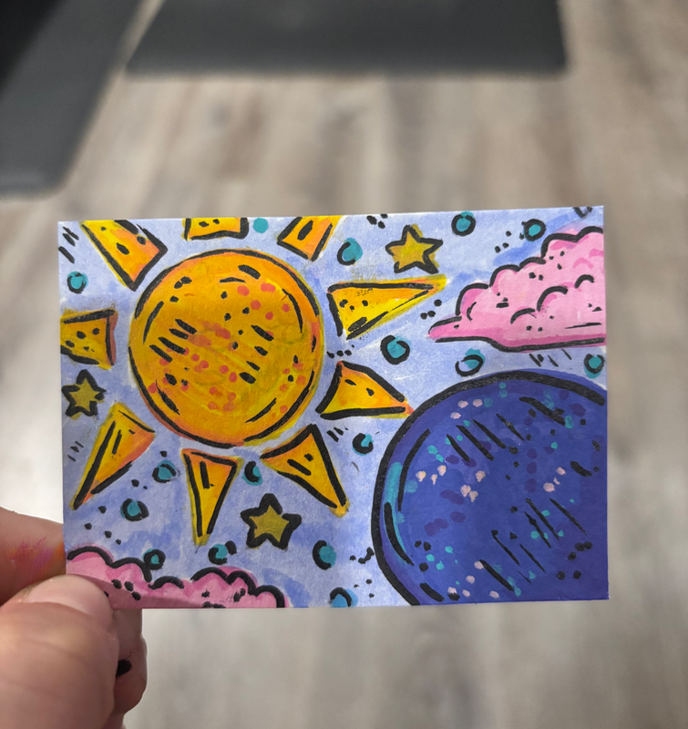 Moon and the Sun aceo art card