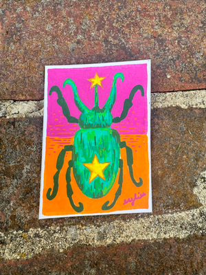 The Garden Lurkers: Beetle aceo art card thumbnail 3