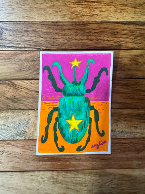 The Garden Lurkers: Beetle aceo art card thumbnail 4