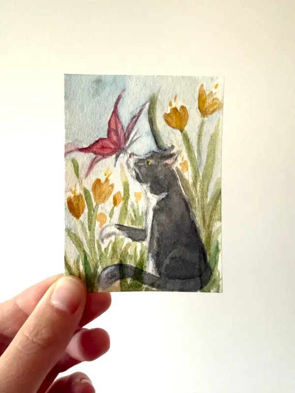 Layla and the Tulips aceo art card