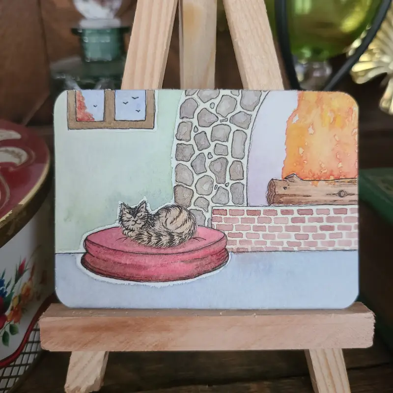 Cozy Cat aceo art card
