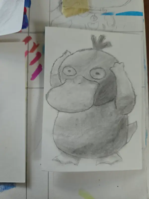 Panicked Psyduck aceo art card