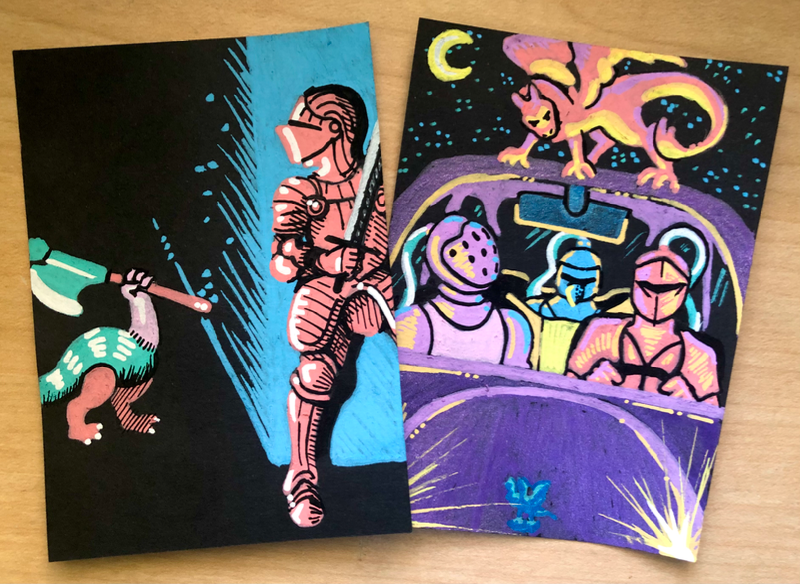 “Unexpected Altercation” and “Midnight Drive” aceo art card