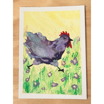 Run, Chicken, Run! aceo art card thumbnail 1