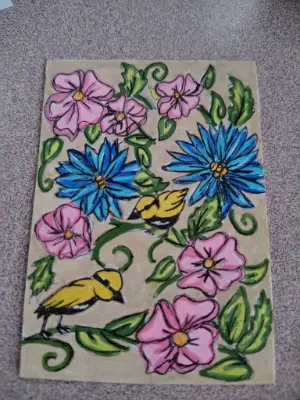 Birds floral aceo aceo art card thumbnail 2
