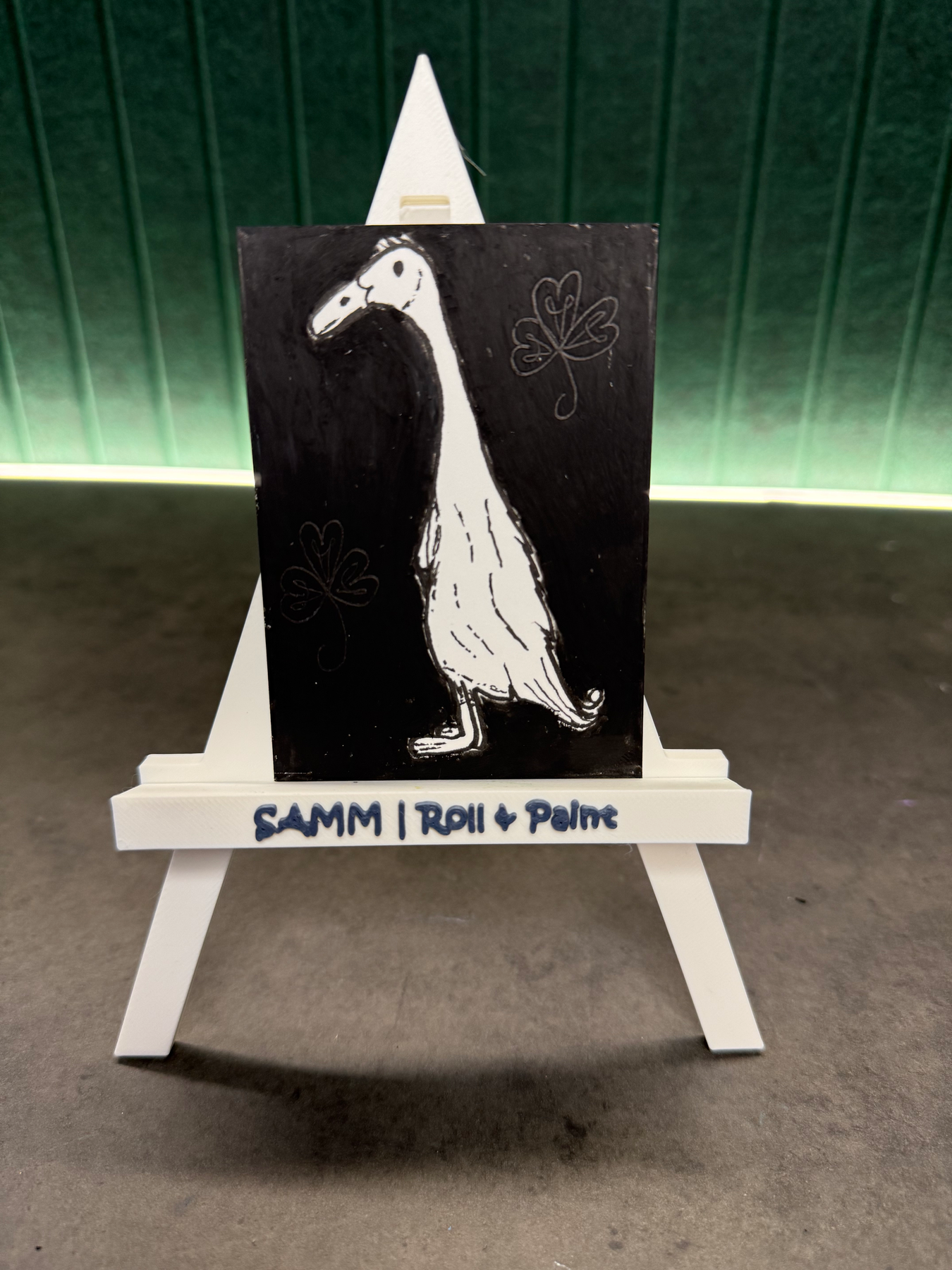 Roll&Paint day 23 | 🤍🖤☘️🦆 aceo art card