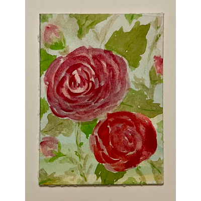Garden Rose aceo art card thumbnail 2
