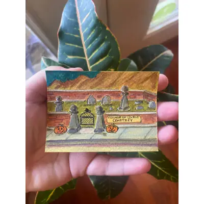 Village of Lively Cemetery aceo art card thumbnail 2