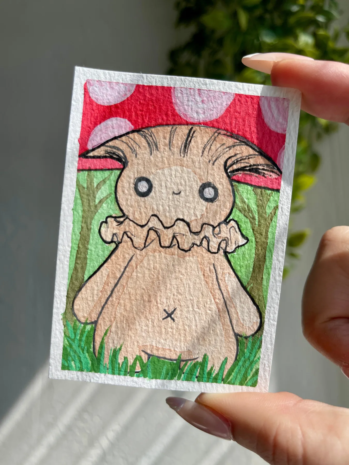Mushroom Boy aceo art card
