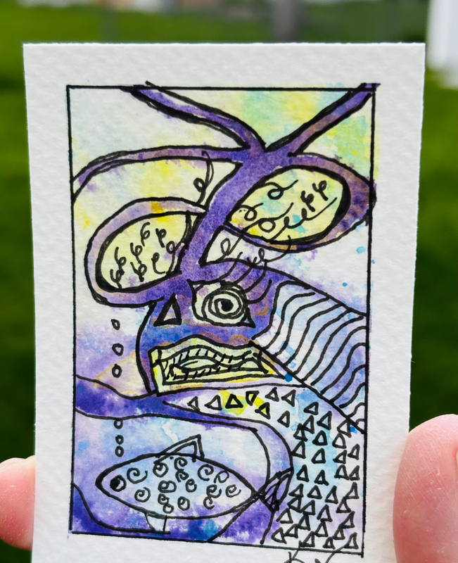 Whale aceo art card