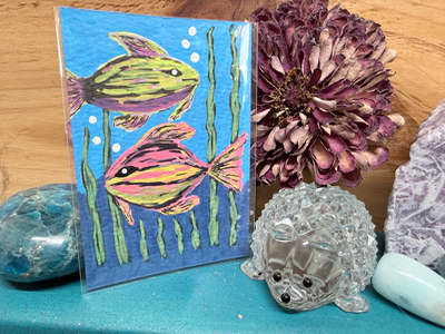 ACEO Original Art colorful fish water art Elizabeth Durant  Art acrylic aceo art card thumbnail 2