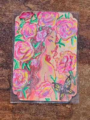 Bare Rose aceo art card thumbnail 1