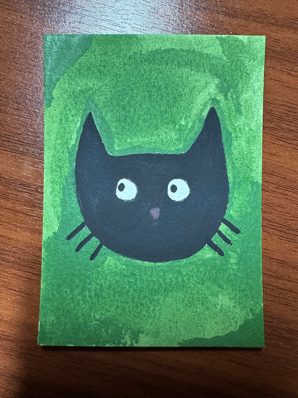 Black Cat Shenanigans aceo art card