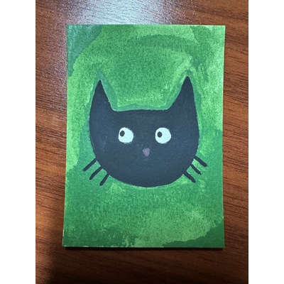 Black Cat Shenanigans aceo art card thumbnail 1