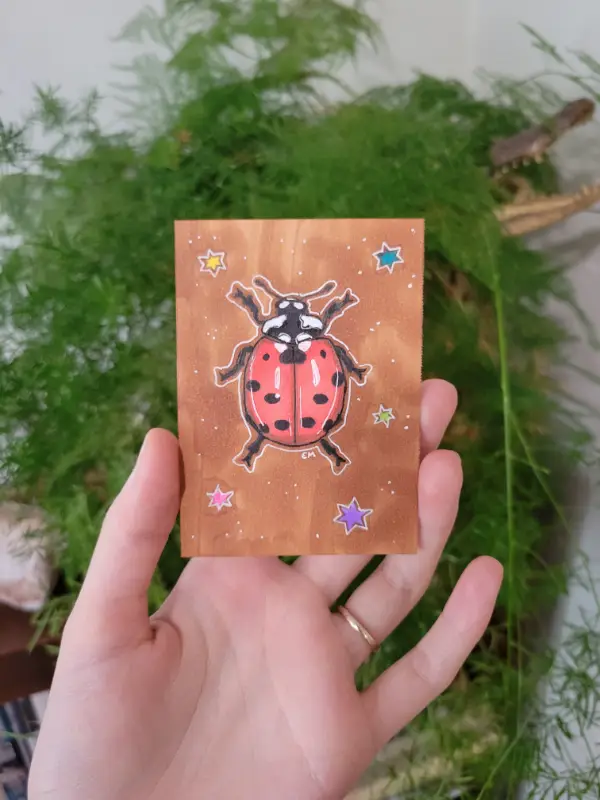 Cutesy Ladybug aceo art card