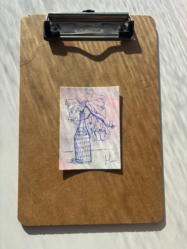 “Time again” Vase with flowers aceo art card