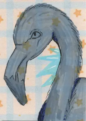 Monochrome Flamingo (1 of 3) aceo art card thumbnail 2