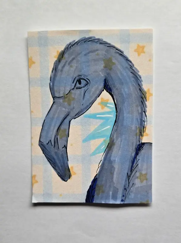 Monochrome Flamingo (1 of 3) aceo art card