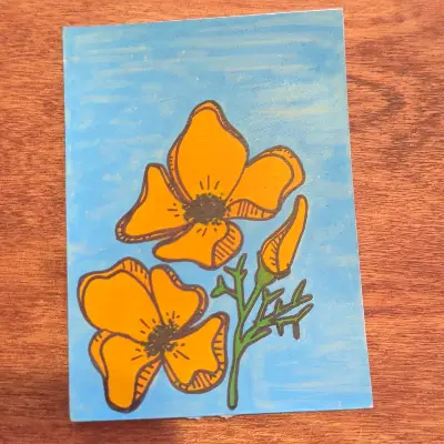 Poppies aceo art card thumbnail 2