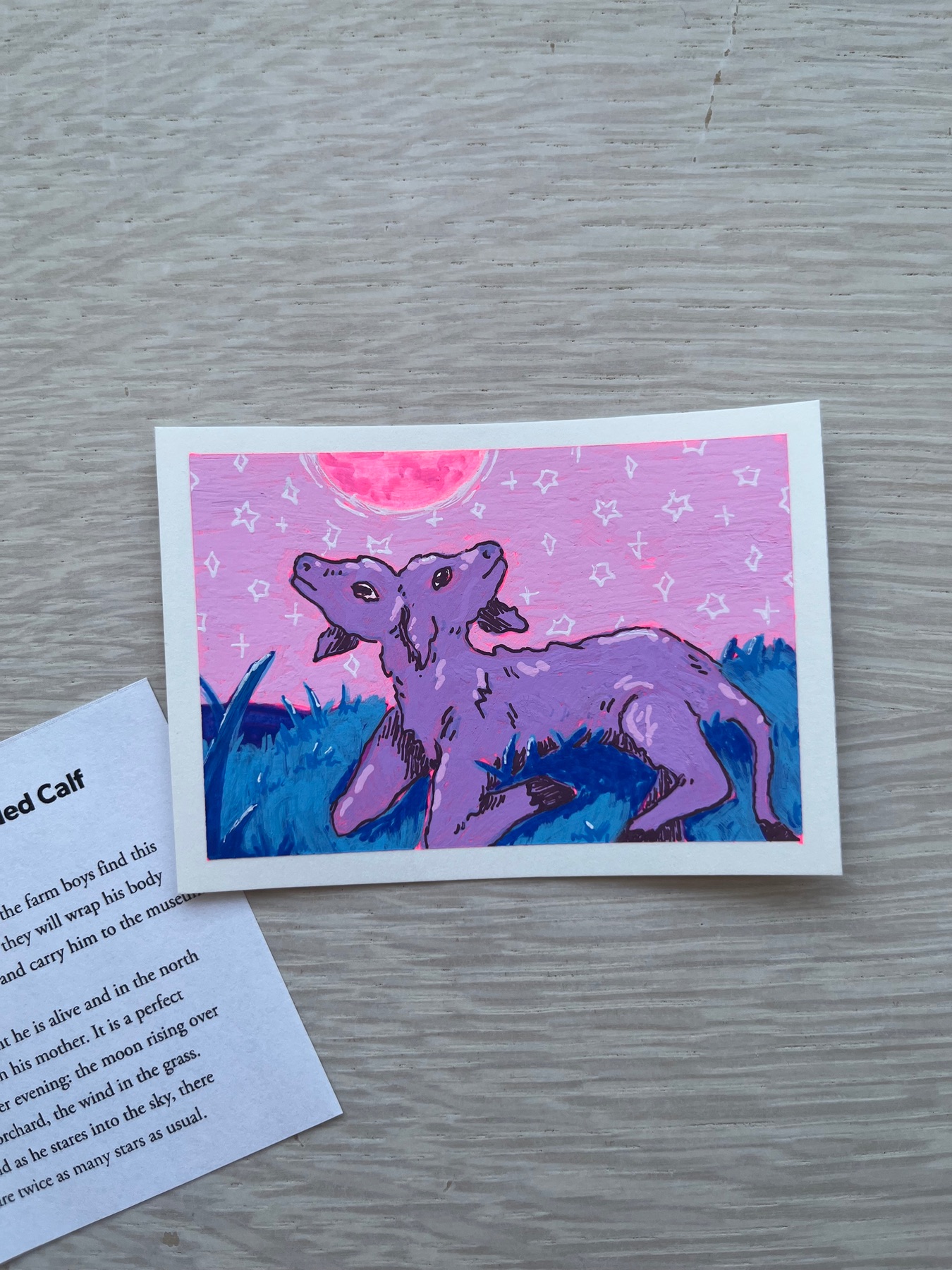 The Two-Headed Calf aceo art card