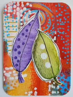 Happy Leaves aceo art card thumbnail 1