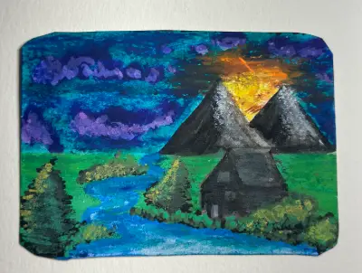 Golden Valley River aceo art card thumbnail 1