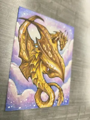 The Sun-Crowned Emperor - Original Dragon ACEO - The Ancient Bloodline Series aceo art card thumbnail 3