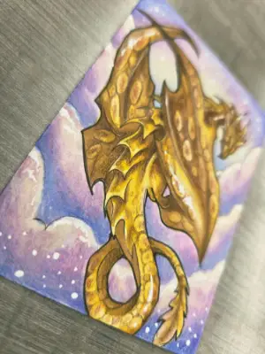 The Sun-Crowned Emperor - Original Dragon ACEO - The Ancient Bloodline Series aceo art card thumbnail 4