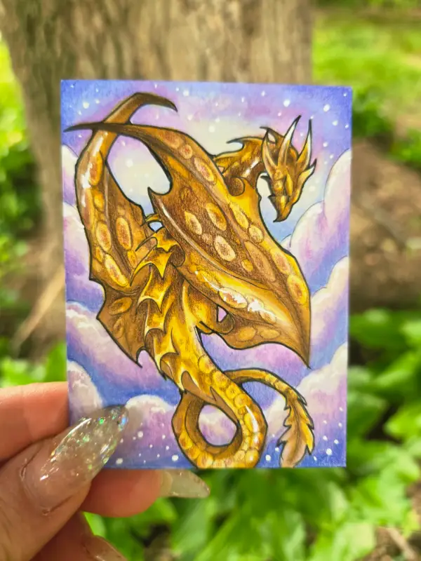 The Sun-Crowned Emperor - Original Dragon ACEO - The Ancient Bloodline Series aceo art card
