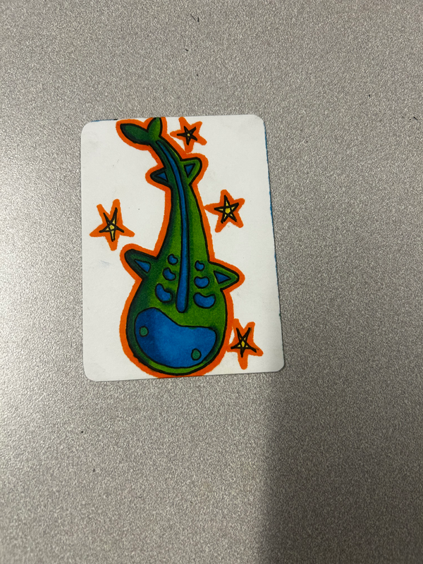 Skeleton fish aceo art card