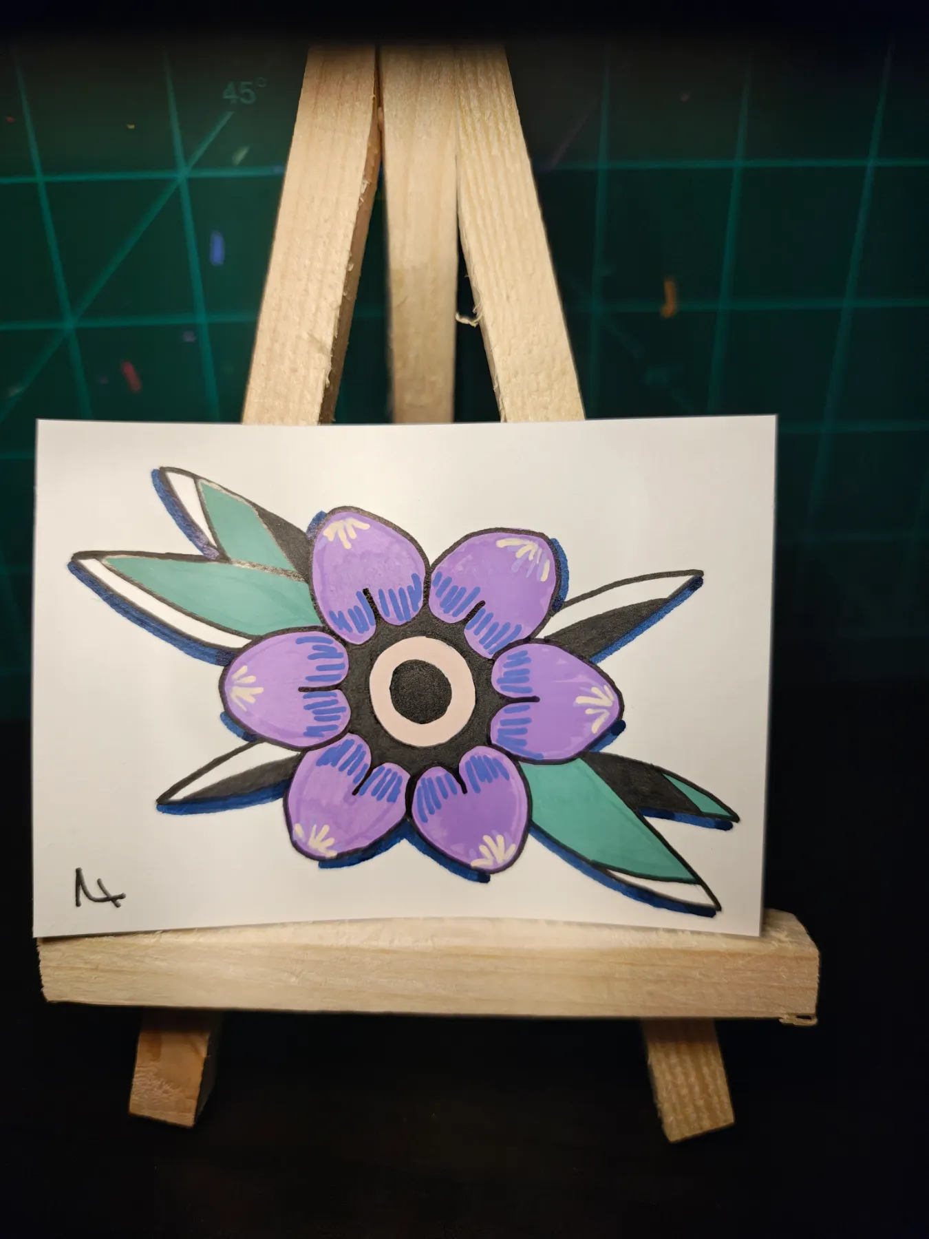 Am Trad Flower #3 aceo art card