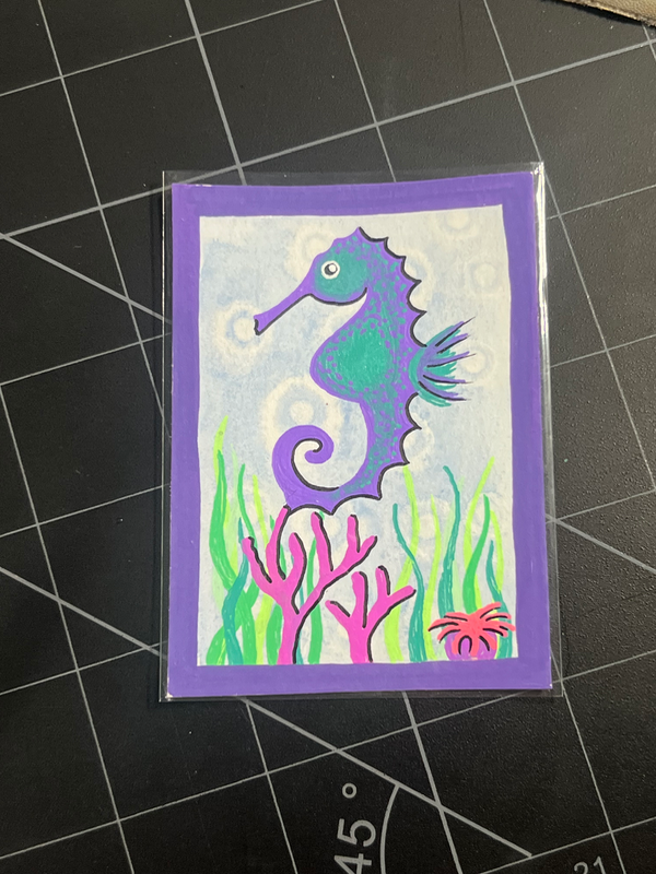 Seahorse aceo art card