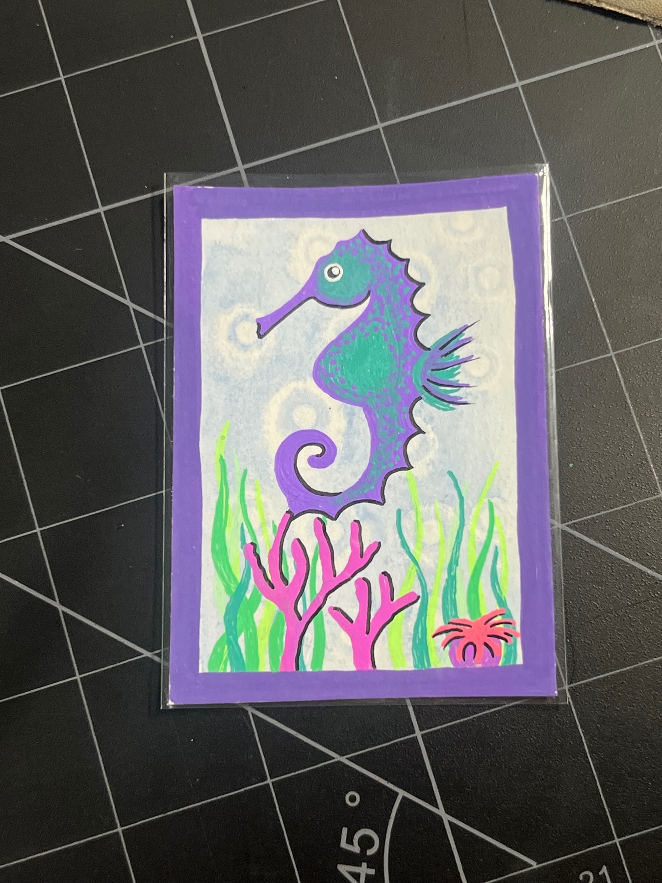 Seahorse aceo art card