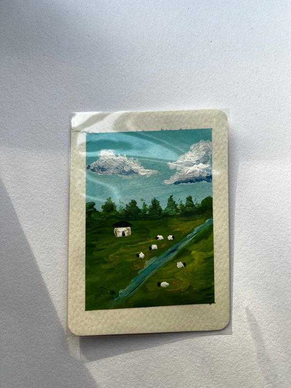 Calm Meadow with sheep kb.creations signed ACEO aceo art card