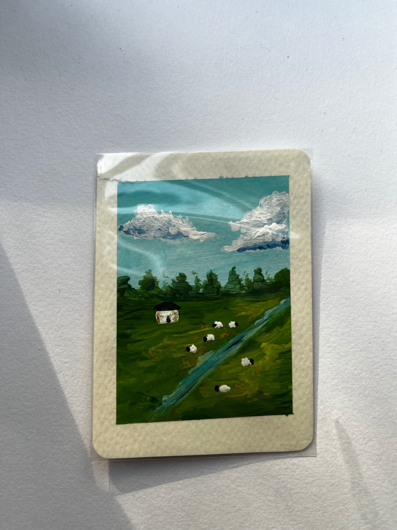 Calm Meadow with sheep kb.creations signed ACEO aceo art card