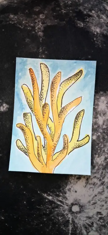 Yellow Orange Coral Reef aceo art card
